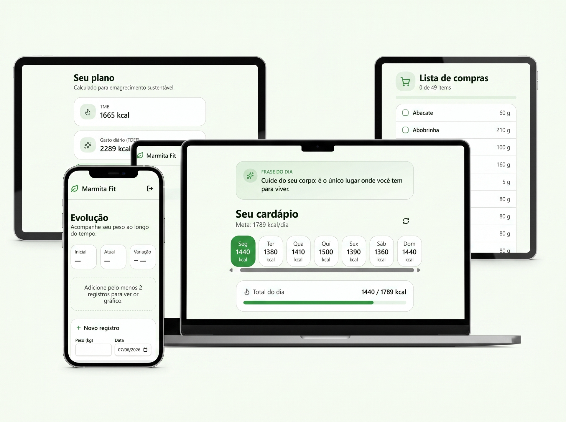 Marmita Fit em laptops, tablet e celular